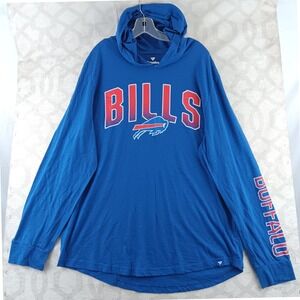Fanatics Mens Buffalo Bills Long Sleeve Hooded T Shirt Blue XL NFL